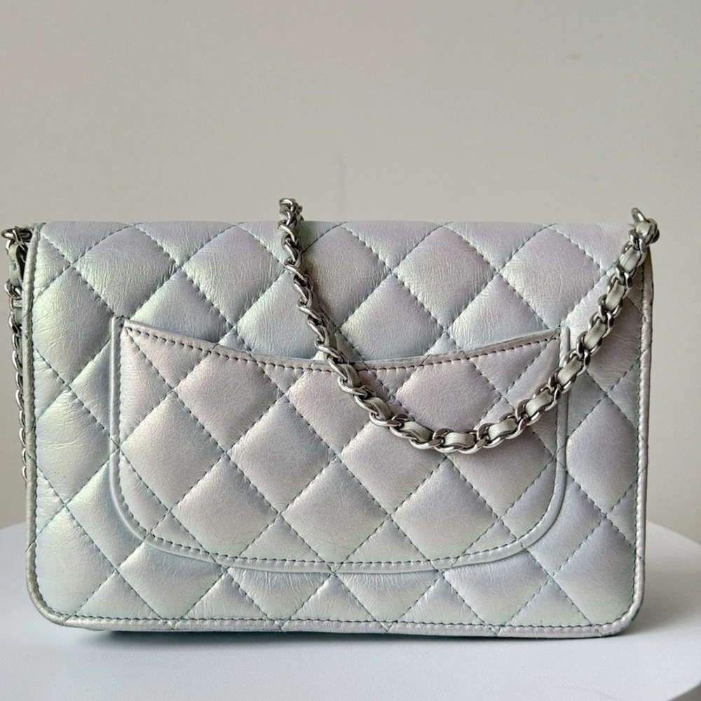 Chanel Metalic Silver Calfskin Wallet On Chain - Picture 3 of 10